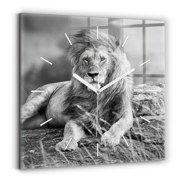 Horloge carrée en verre Abstraction - Lion