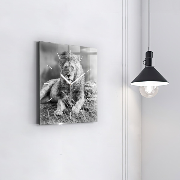 Horloge carrée en verre Abstraction - Lion