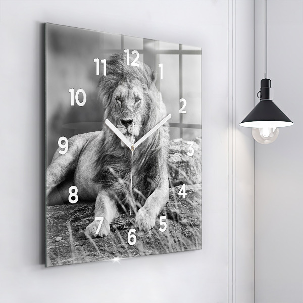 Horloge carrée en verre Abstraction - Lion
