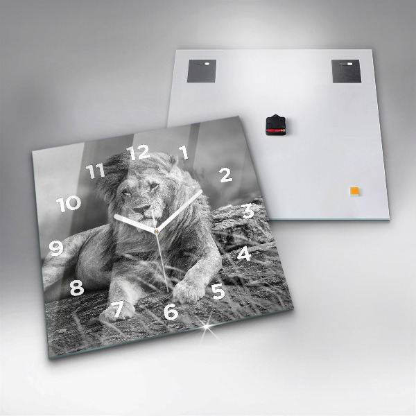 Horloge carrée en verre Abstraction - Lion