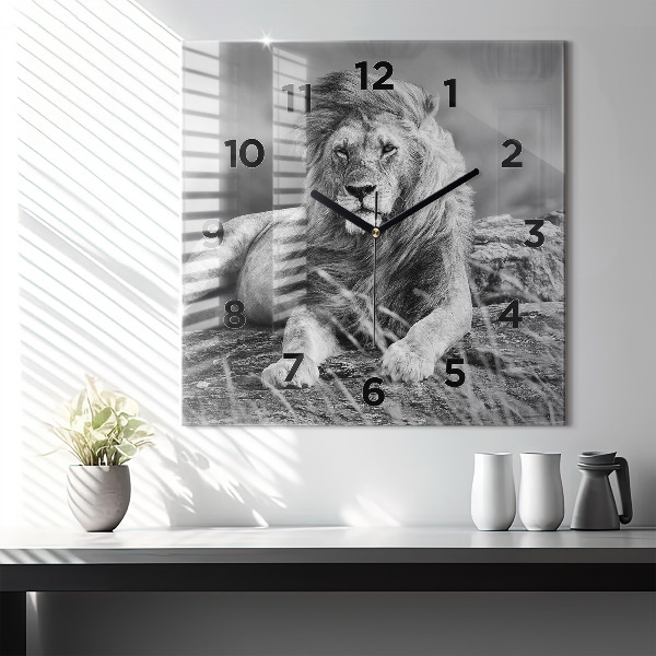Horloge carrée en verre Abstraction - Lion