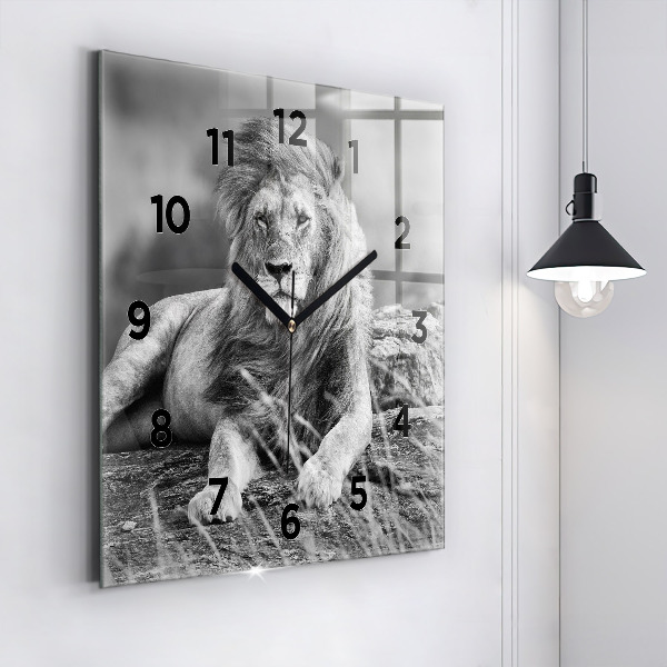 Horloge carrée en verre Abstraction - Lion