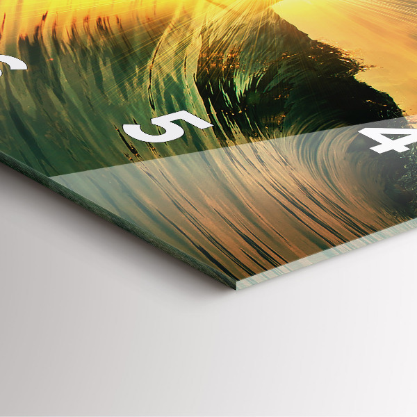 Horloge carrée en verre Perspective du coucher de soleil sur les vagues