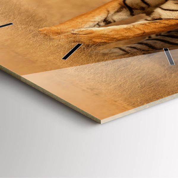 Horloge carrée en verre Chasse au tigre