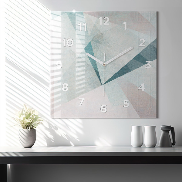 Horloge carrée en verre Texture abstraite de triangles