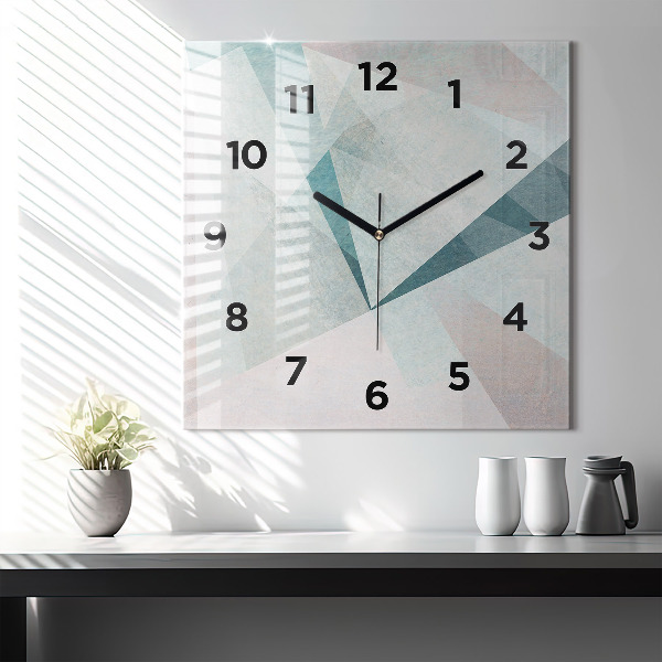 Horloge carrée en verre Texture abstraite de triangles