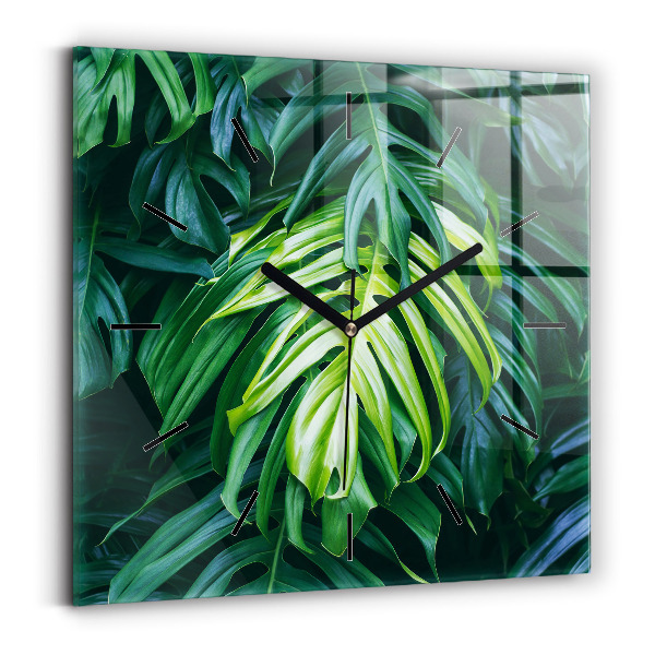 Horloge carrée en verre Le côté tropical de la nature