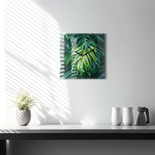 Horloge carrée en verre Le côté tropical de la nature