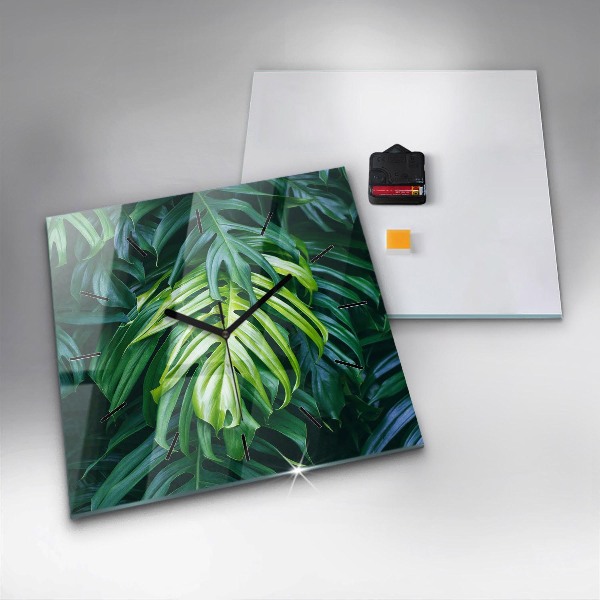 Horloge carrée en verre Le côté tropical de la nature