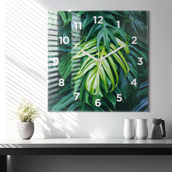 Horloge carrée en verre Le côté tropical de la nature