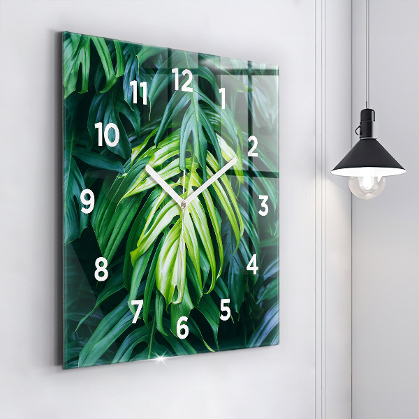 Horloge carrée en verre Le côté tropical de la nature