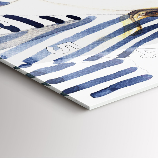 Horloge carrée en verre Visage avec lunettes et chapeau