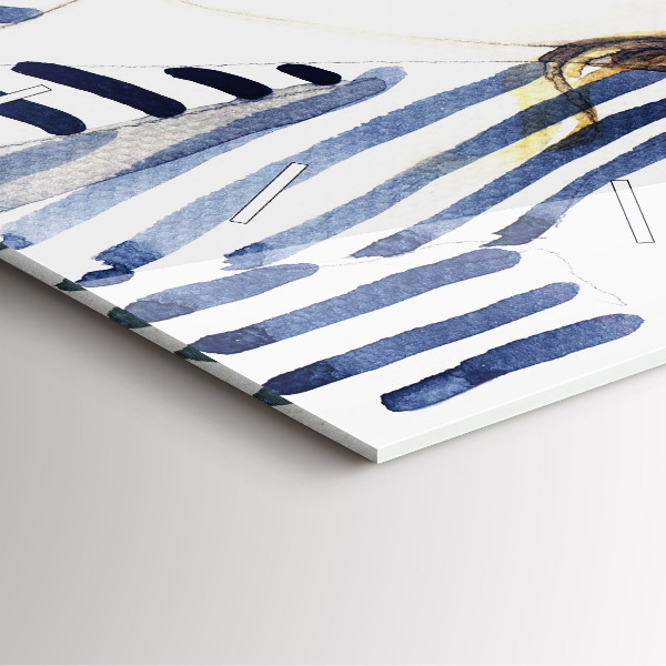 Horloge carrée en verre Visage avec lunettes et chapeau