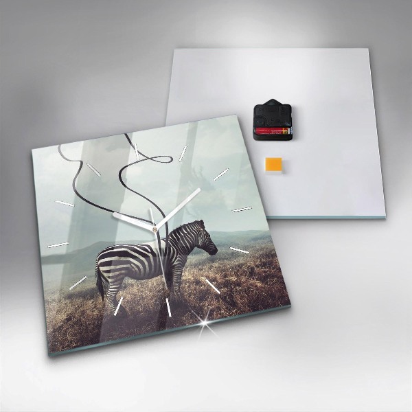 Horloge carrée en verre Zèbre – Abstraction