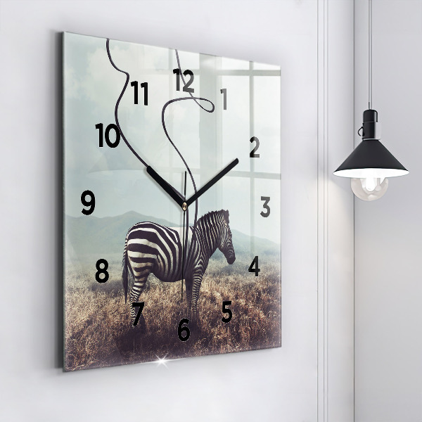 Horloge carrée en verre Zèbre – Abstraction