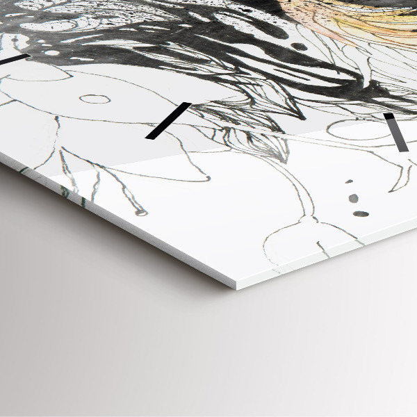 Horloge carrée en verre Visage de femme abstrait