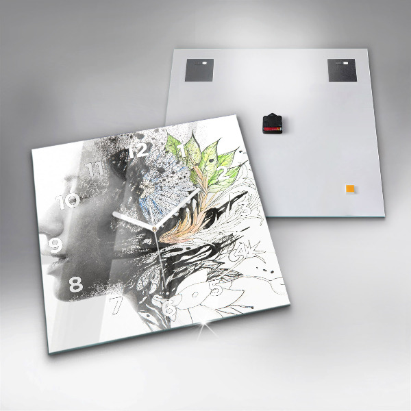 Horloge carrée en verre Visage de femme abstrait