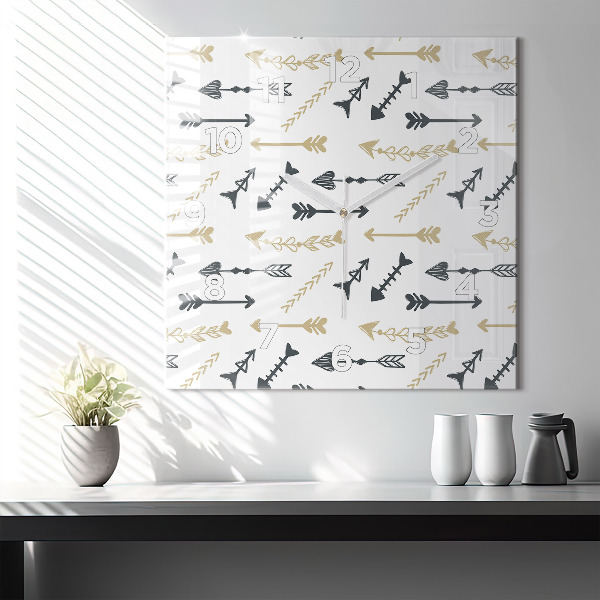 Horloge carrée en verre Motif hipster géométrique