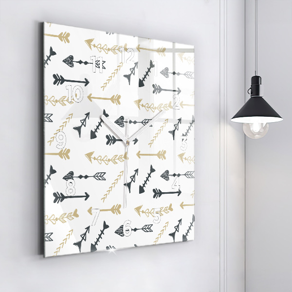 Horloge carrée en verre Motif hipster géométrique