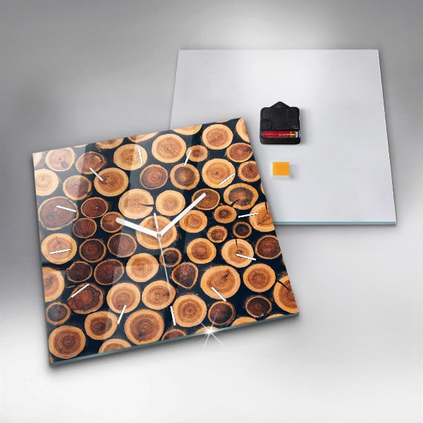 Horloge carrée en verre Bois
