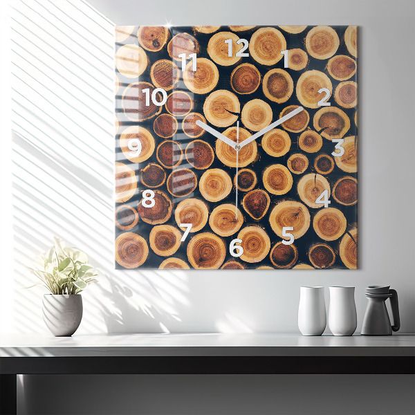 Horloge carrée en verre Bois