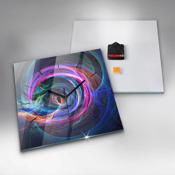 Horloge carrée en verre Fractale colorée