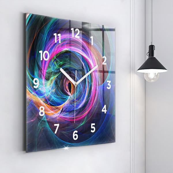 Horloge carrée en verre Fractale colorée