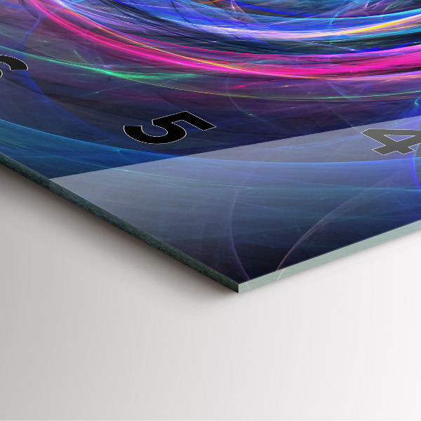 Horloge carrée en verre Fractale colorée