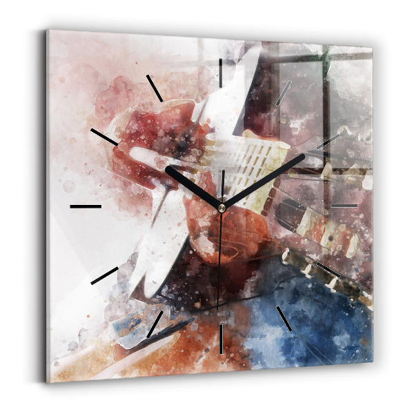 Horloge carrée en verre Visualisation de guitare