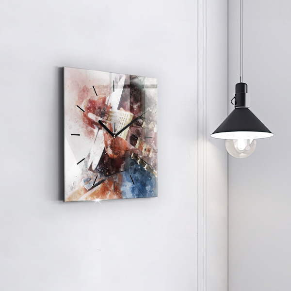 Horloge carrée en verre Visualisation de guitare