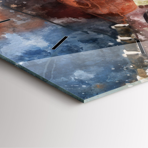 Horloge carrée en verre Visualisation de guitare