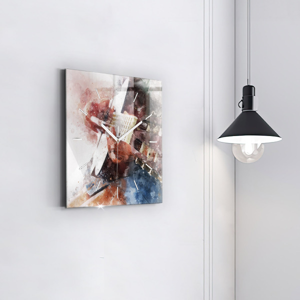 Horloge carrée en verre Visualisation de guitare