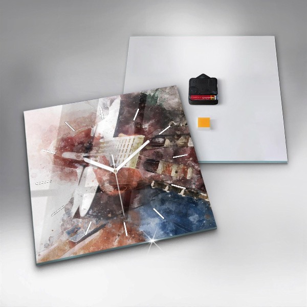 Horloge carrée en verre Visualisation de guitare