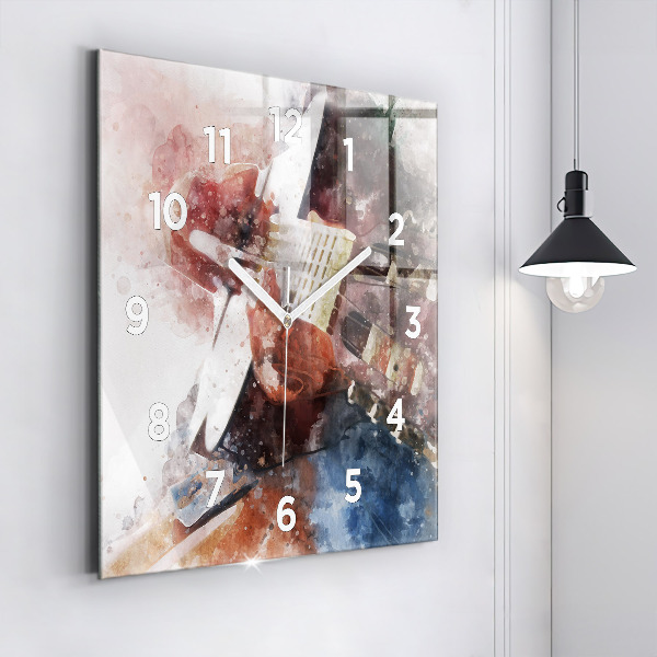 Horloge carrée en verre Visualisation de guitare