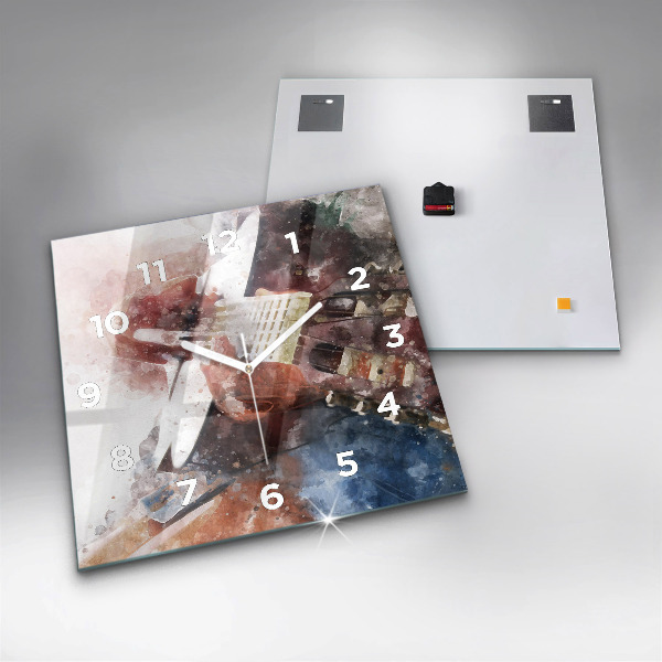 Horloge carrée en verre Visualisation de guitare