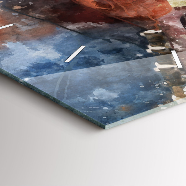 Horloge carrée en verre Visualisation de guitare