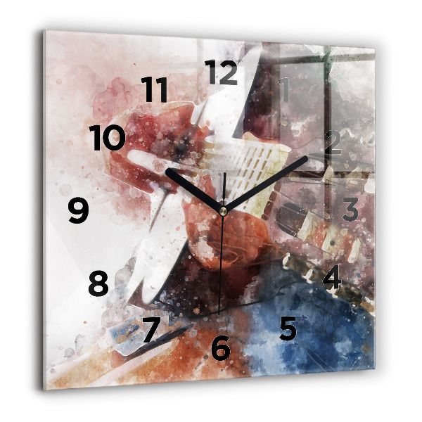 Horloge carrée en verre Visualisation de guitare