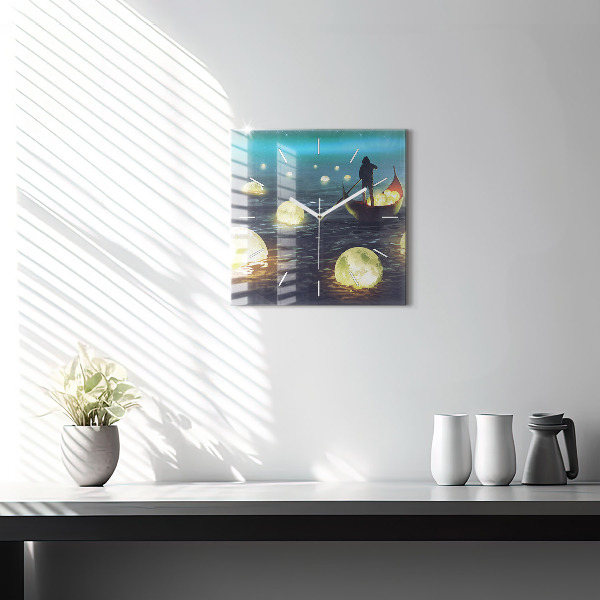 Horloge carrée en verre Abstraction