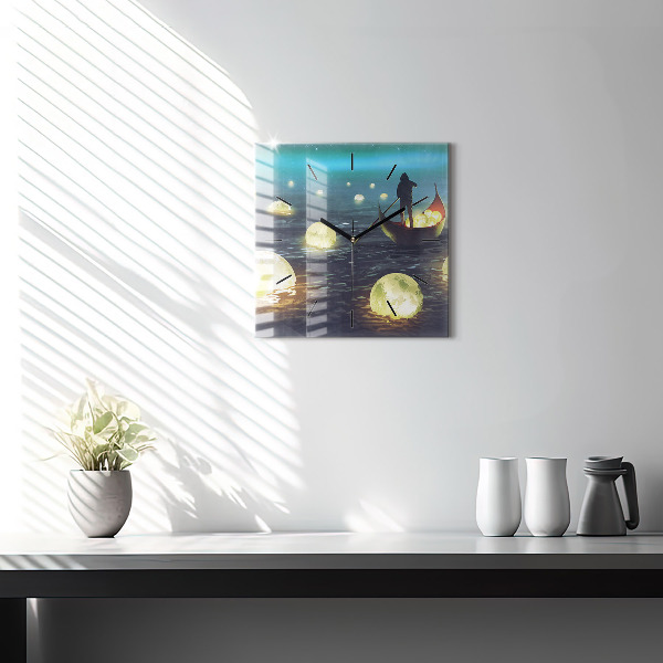 Horloge carrée en verre Abstraction