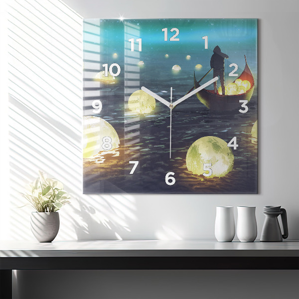 Horloge carrée en verre Abstraction