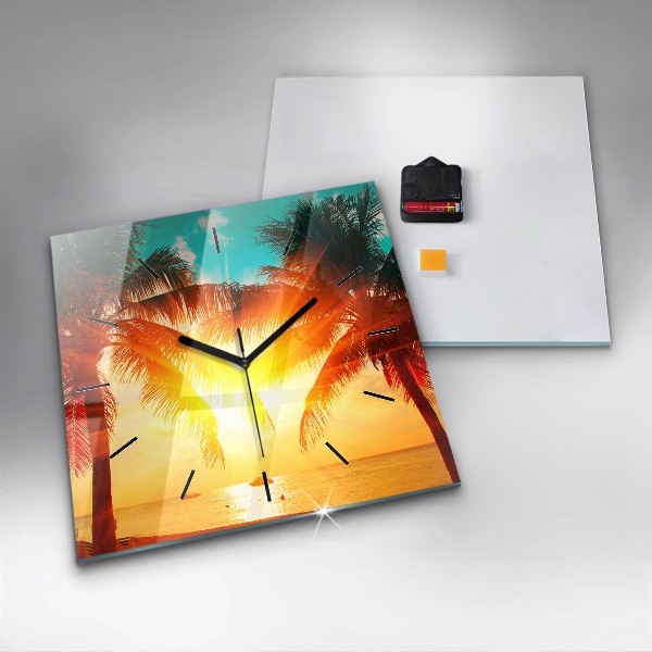 Horloge carrée en verre Vacances Détente Été