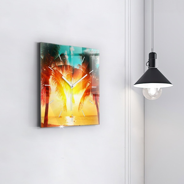 Horloge carrée en verre Vacances Détente Été