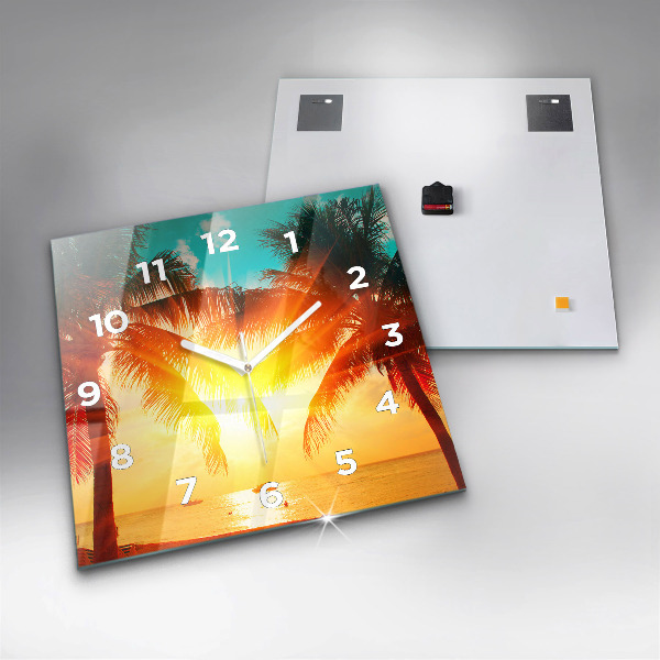 Horloge carrée en verre Vacances Détente Été