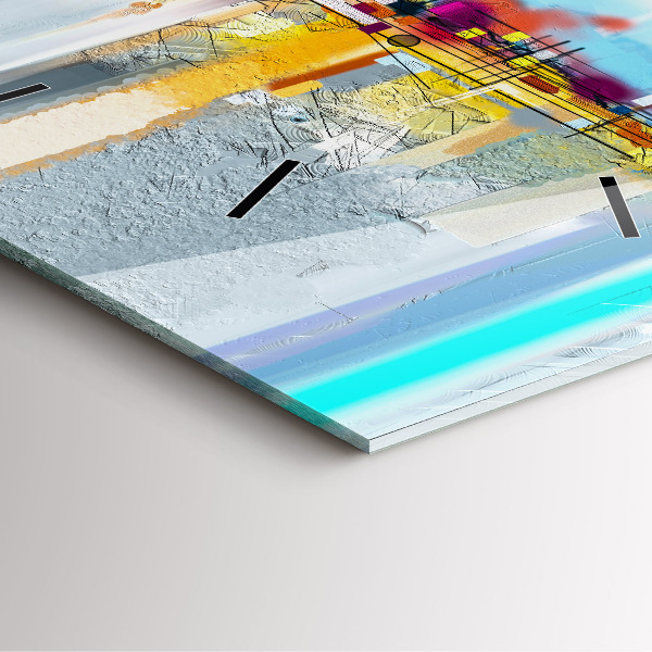 Pendule carrée en verre 'Paysage abstrait à l''huile'