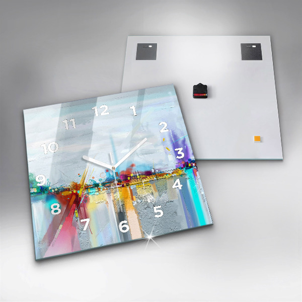 Pendule carrée en verre 'Paysage abstrait à l''huile'