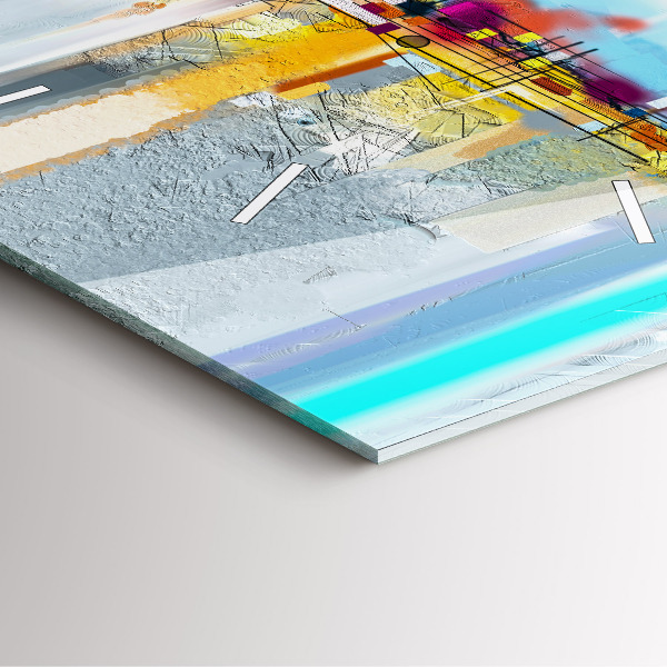 Pendule carrée en verre 'Paysage abstrait à l''huile'