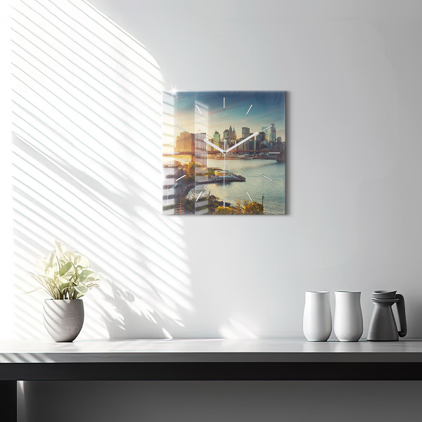 Pendule carrée en verre New York Manhattan