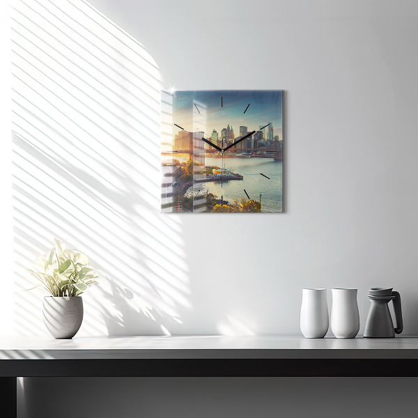 Pendule carrée en verre New York Manhattan