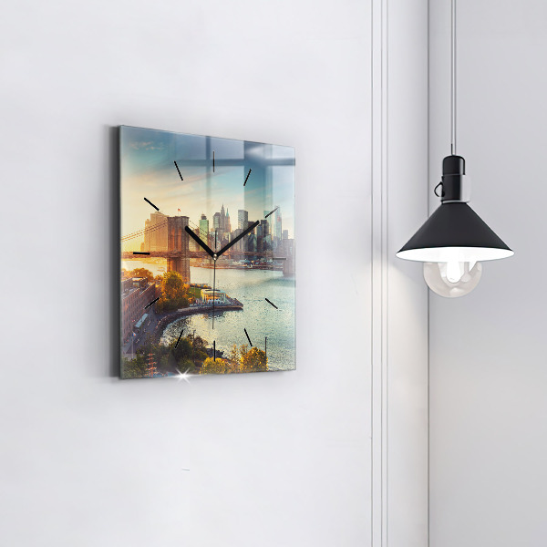 Pendule carrée en verre New York Manhattan