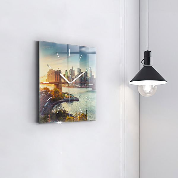 Pendule carrée en verre New York Manhattan